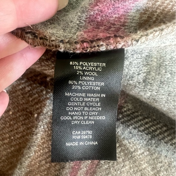 Joie Women’s Plaid Shacket Coat - Pink, Brown, and Cream, Size Small - Picture 6 of 6